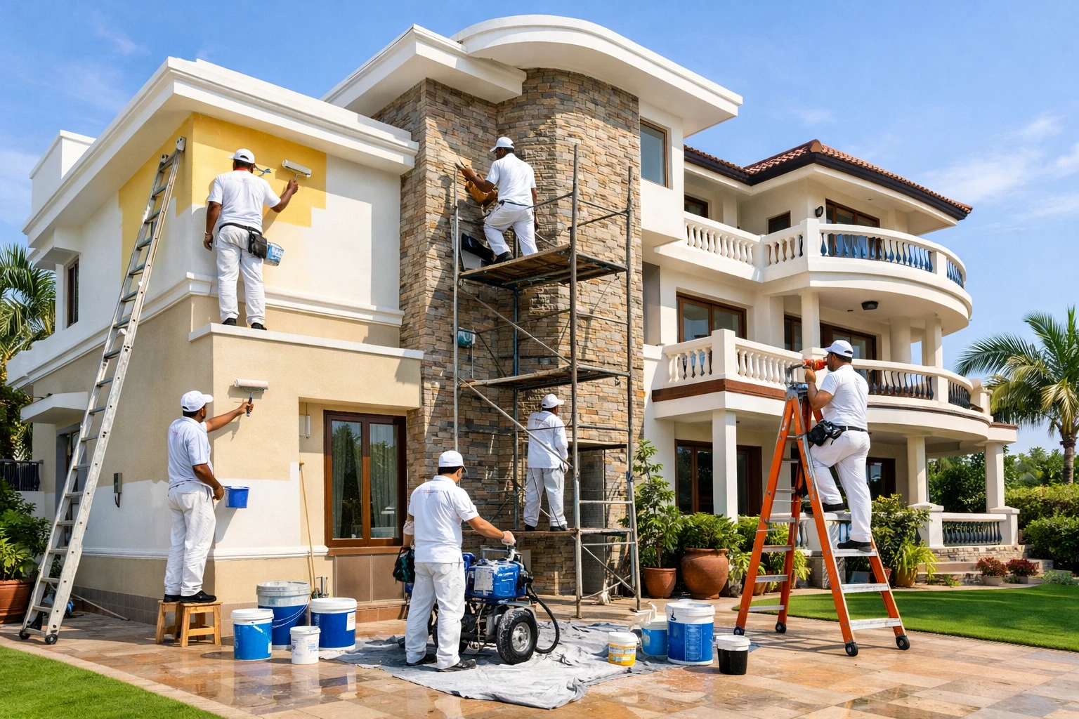 Professional exterior wall painting service by Wall Designer