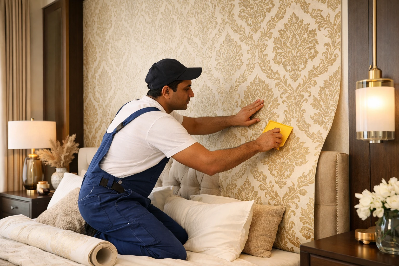 Professional wallpaper installation service by Wall Designer
